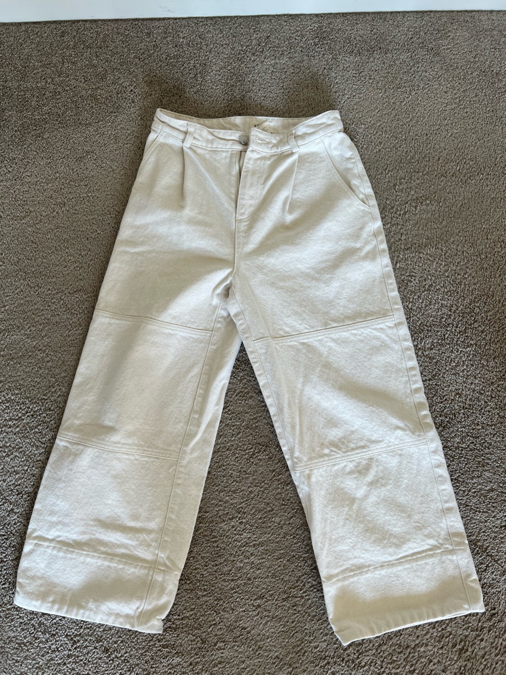 Kordal New York Off-White Denim Pants with Branded Waist Tag